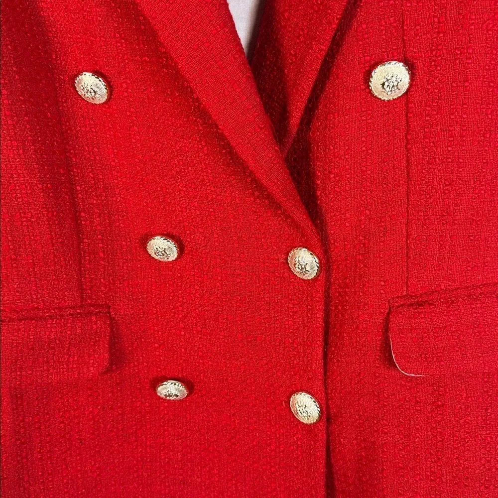 Women's Red Cotton Double-Breasted Blazer size 44-14
